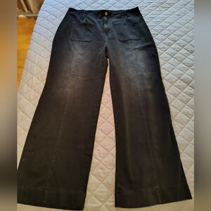 Wide Leg Black Jeans with Front Pockets